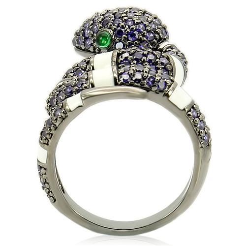 Ruthenium Brass Ring with AAA Grade CZ  in Multi Color