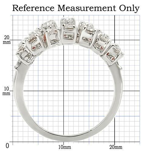 0W241 - Rhodium Brass Ring with AAA Grade CZ  in Clear