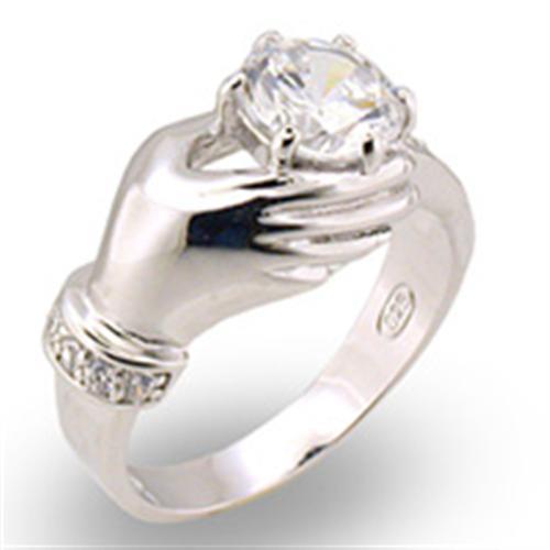 High-Polished 925 Sterling Silver Ring with AAA Grade CZ  in